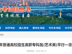 湖南省2022年普通高校招生高职专科批(艺术类)平行一志愿投档分数线